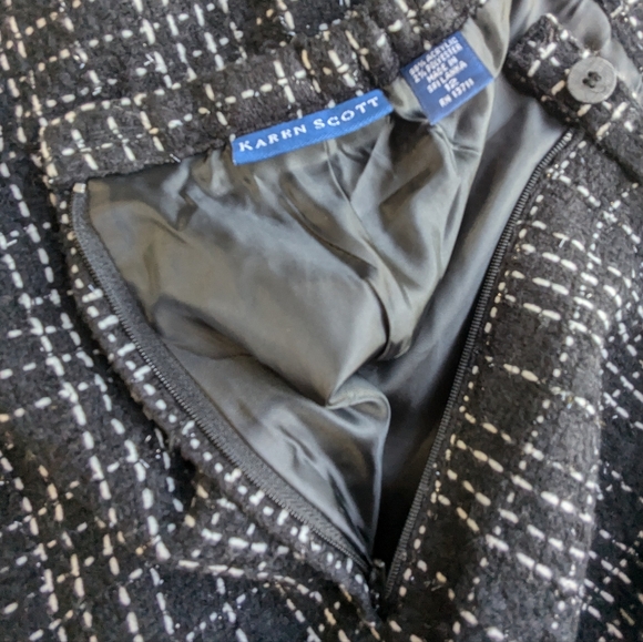 Karen Scott Tweed Skirt Black/White Women Sz 12 Lined Mini Acrylic Metallic Z-1 - Picture 12 of 12